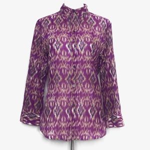 Ralph Lauren Semi-Sheer Button-Down Silk Blouse